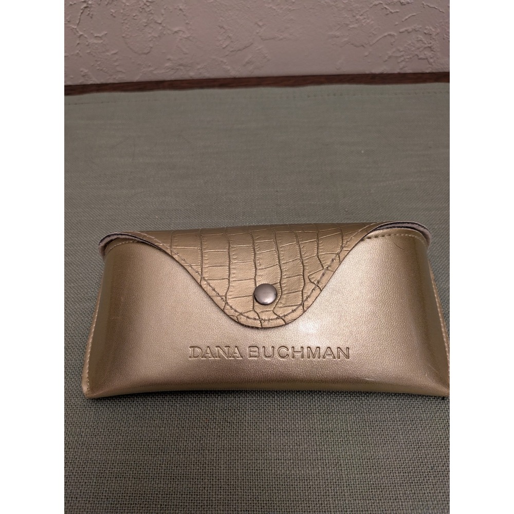 Dana Buchman Gold Croc Embossed Faux Leather Glasses Case Snap Closure